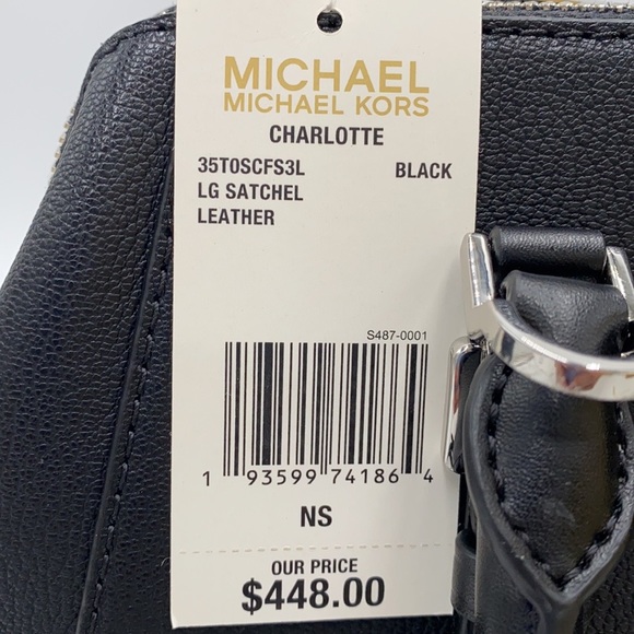 MICHAEL KORS CHARLOTTE LARGE SATCHEL BLACK - Picture 14 of 15